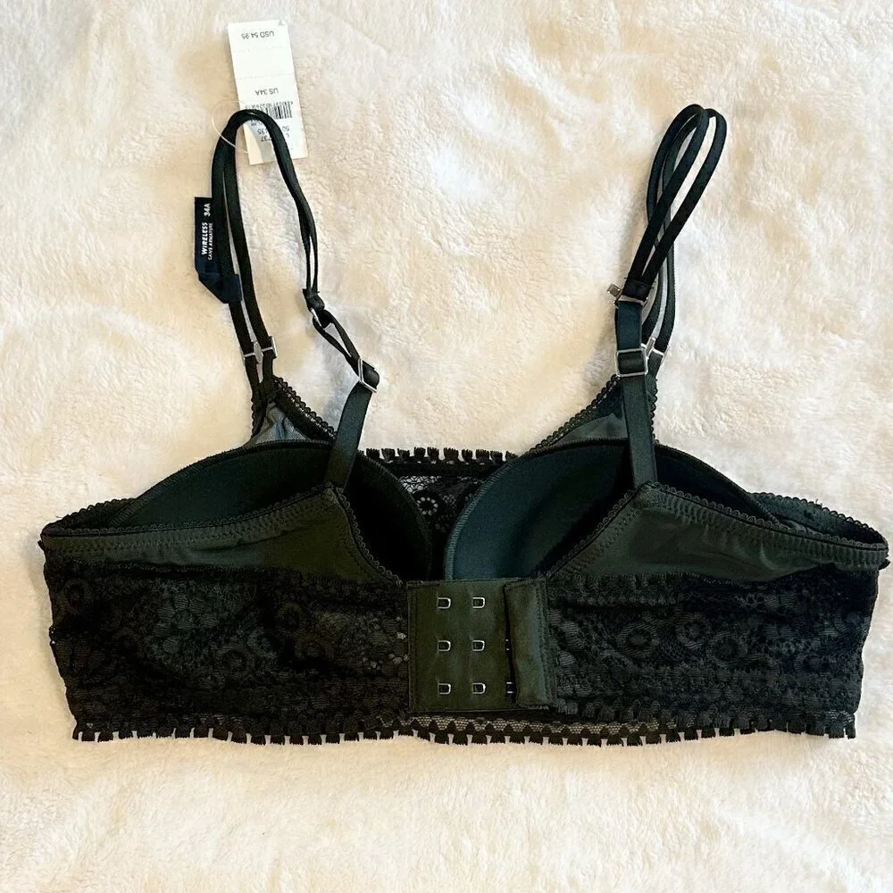 NWT Aerie Dark Green Real Power Wireless Push Up Joy Convertible Lace Bra - 34A